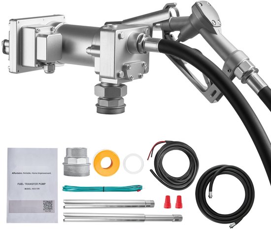 Brandstofpomp - 12V Dieselpomp - Elektrische Transferpomp - 57 L/min - Gietijzer - Oververhittingsbeveiliging - Explosieveilig - Met Slang en Vulpistool