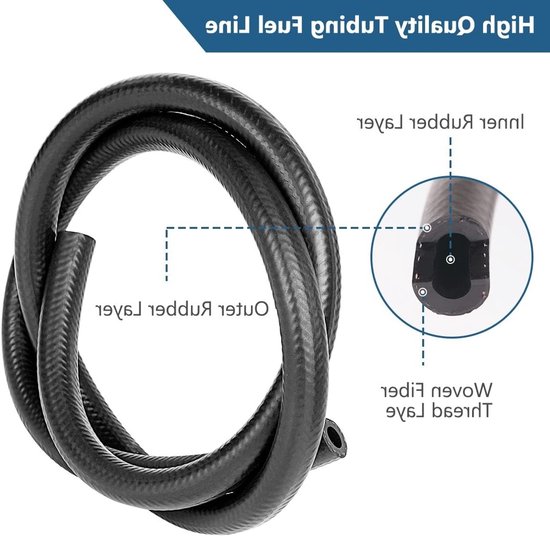 Brandstofslang Kit 3,28ft met 8mm Binnen Diameter, Inclusief 6 Slangklemmen voor Voertuigen, Tractors en Kleine Motoren