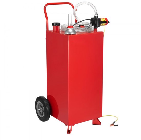 Brandstoftrolley - Mobiele brandstoftank - Met elektrische pomp - Capaciteit 114 l - Debiet 32 l/min - Slang 3 m - Wielen 2 - Voor diesel & benzine - Rood van Merkloos