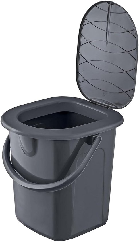 BranQ - Draagbare toeristische toilet WC emmer 22L - tot 120 kg - camping toilet - toiletemmer - Antraciet van Merkloos