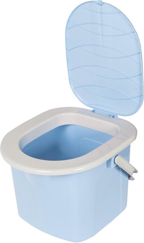 Branq Toiletemmer Draagbaar met Deksel - 15,5L - Blauw van Branq