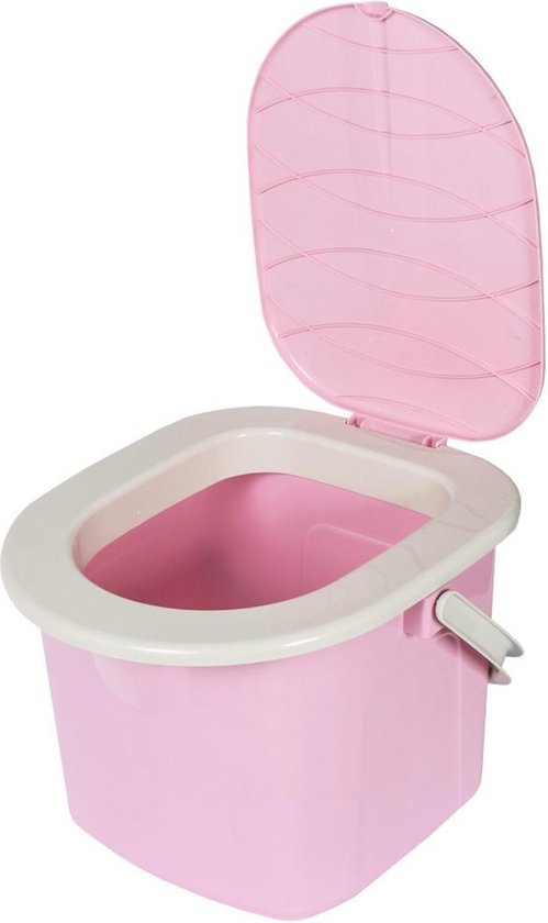 Branq Toiletemmer Draagbaar met Deksel - 15,5L - Roze van Branq