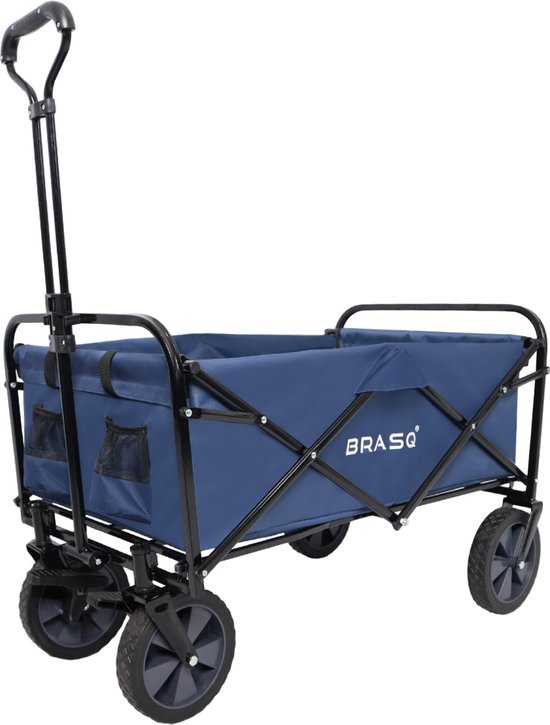 BRASQ Bolderkar Opvouwbaar Blauw - Bolderwagen met stevig frame - Draaibare wielen - Verstelbare hendel - 80 KG Draagkracht van BRASQ