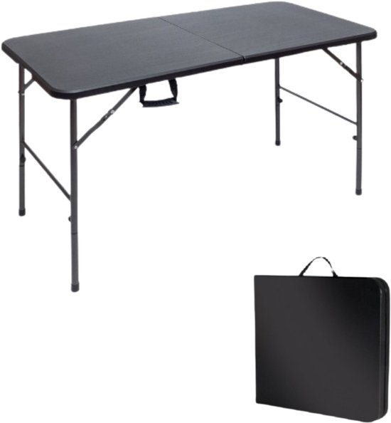 BRASQ Inklapbare Vouwtafel Zwart - 120x60x74cm - Campingtafel - Klaptafel - Inklapbaar - Weerbestendig van Merkloos