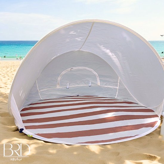 BRD® Outdoor | Pop-up Tent Gestreept Beige Rond inclusief opbergtas | Kampeertent Camping Strandtent Picknicktent picknick essentials van BRD®