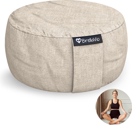 BrellaVio Meditatiekussen Eco - Rond Meditatie Kussen 33 x 15 cm (diameter x hoog) - Yoga Kussen Gevuld met Boekweit - Zitkussen - Aanpasbare Vulling van BrellaVio