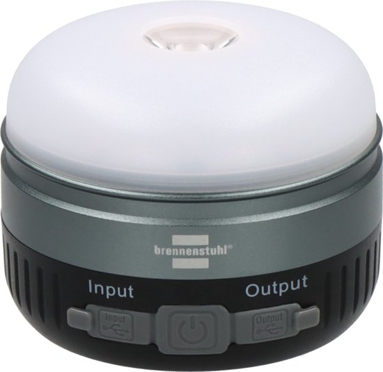 Brennenstuhl oplaadbare LED buiten tafellamp OLI 400 AS (campinglamp IP54 met 450lm, tot 70u lichtduur, dimbaar, 2 verwisselbare oplaadbare batterijen 18500, powerbank, USB C oplaadkab