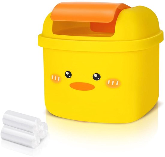Brenzoos - Mini bureaumand met mandafdekkingen en deksel, draagbare tafelvuilnisemmer voor kantoor en keuken (geel) van Brenzoos