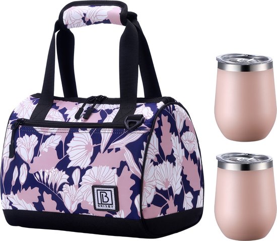 Brisby 10L Koeltas Sweet Leaves + Thermosbeker Set Roze – Voor vrouwen die altijd onderweg zijn van Merkloos