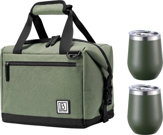 Brisby 12L Koeltas Groen + Brisby Thermosbeker Set Groen - Voor wie voorbereid op pad gaat van Brisby