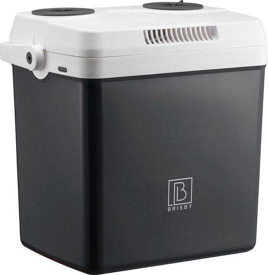 Brisby 25 Liter Elektrische Koelbox, Frigobox Deluxe met 12V, 220/230 Volt Aansluiting voor Auto en Camping – AC/DC - Coolbox - Divider en Deksel vergrendelstand - GRIJS van Brisby