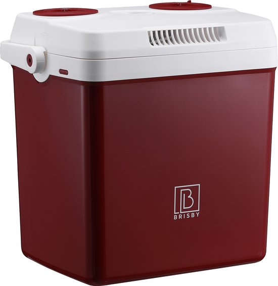Brisby 25 Liter Elektrische Koelbox, Frigobox Deluxe met 12V, 220/230 Volt Aansluiting voor Auto en Camping – AC/DC - Coolbox - Divider en Deksel vergrendelstand - ROOD van Brisby