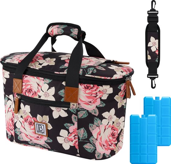 Brisby 4 Laags Geïsoleerde Koeltas - Boodschappentas 21 Liter - Bloemetjes van Brisby