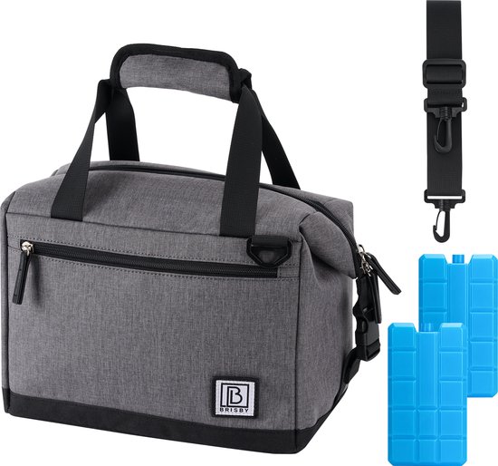Brisby 4 Laags Geïsoleerde Koeltas - Lunchtas 12 Liter - Extra Ruimte Uitvouwbaar- Donkergrijs van Brisby