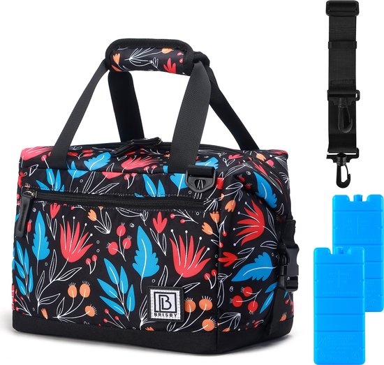 Brisby 4 Laags Geïsoleerde Koeltas - Lunchtas 12 Liter - Extra Ruimte Uitvouwbaar- Night Flower van Merkloos