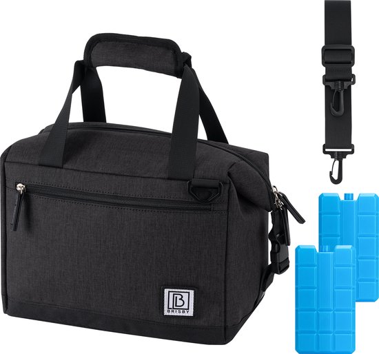 Brisby 4 Laags Geïsoleerde Koeltas - Lunchtas 12 Liter - Extra Ruimte Uitvouwbaar- Zwart van Brisby