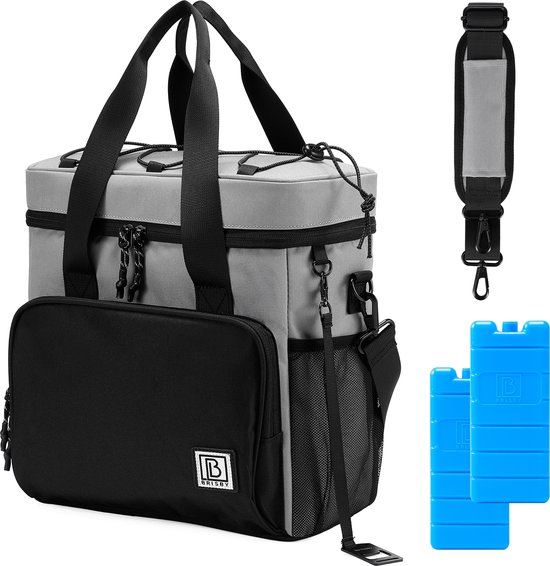 Brisby 4 Laags Geïsoleerde Koeltas - Lunchtas 15 liter - Zwart Grijs van Brisby