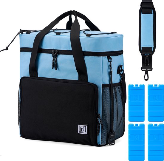 Brisby 4 Laags Geïsoleerde Koeltas - Lunchtas 30 liter - Zwart Blauw van Brisby
