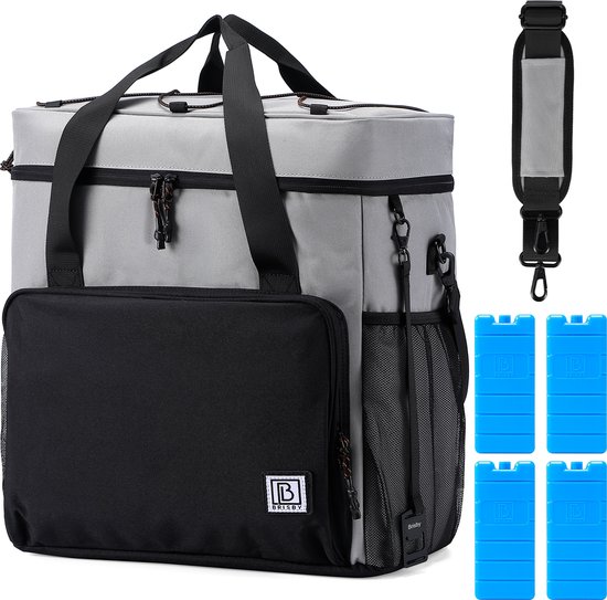 Brisby 4 Laags Geïsoleerde Koeltas - Lunchtas 30 liter - Zwart Grijs van Brisby