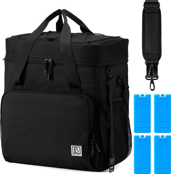 Brisby 4 Laags Geïsoleerde Koeltas - Lunchtas 30 liter - Zwart met Oranje van Brisby