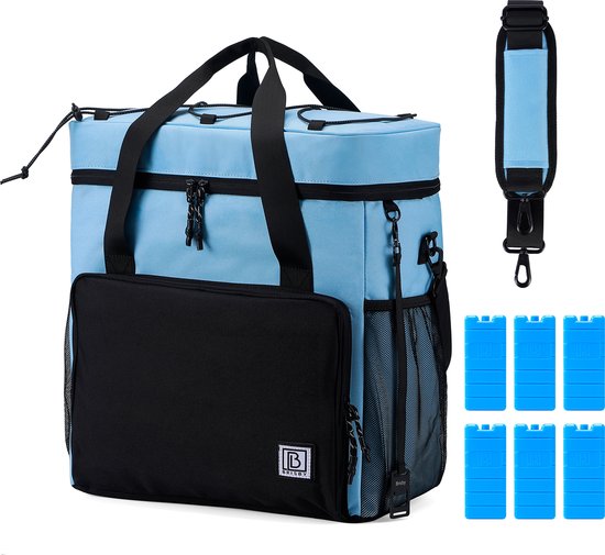 Brisby 4 Laags Geïsoleerde Koeltas - Lunchtas 40 liter - Zwart Blauw van Brisby