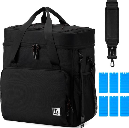 Brisby 4 Laags Geïsoleerde Koeltas - Lunchtas 40 liter - Zwart met Oranje van Brisby