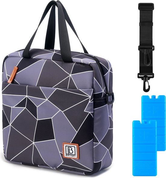 Brisby 4 Laags Geïsoleerde Koeltas - Lunchtas 7 liter - Abstract Grijs en Zwart van Brisby