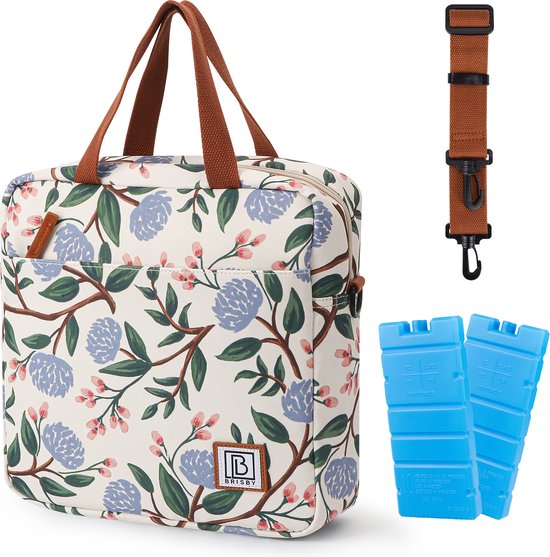 Brisby 4 Laags Geïsoleerde Koeltas - Lunchtas 7 liter - Bloemetjes Wit van Brisby