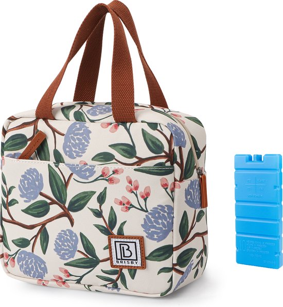 Brisby 4 Laags Geïsoleerde Koeltas - Lunchtas - Kolftas 4 liter - Bloemetjes Wit van Brisby