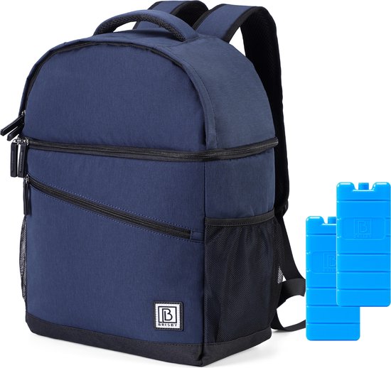 Brisby 4 Laags Geïsoleerde Koeltas Rugzak - 25 Liter - Met handige vakken voor Bestek en Essentials - Waterafstotend Materiaal - Blauw / 25 Liter - Blauw van Brisby