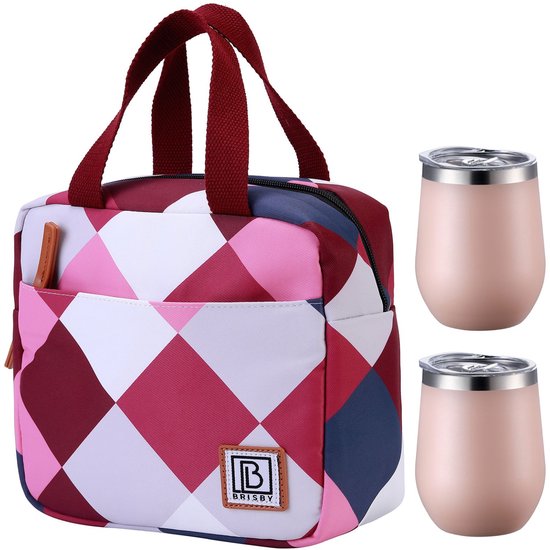 Brisby 4L Koeltas Blok Roze + Brisby Thermosbeker Set Roze – De ideale lunchset voor onderweg! van Brisby