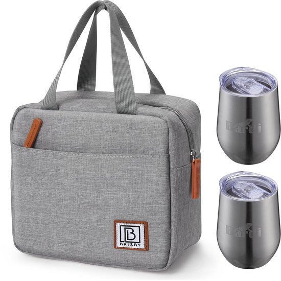 Brisby 4L Koeltas Lichtgrijs + Brisby Thermosbeker Set RVS – De ideale lunchset voor onderweg! van Merkloos