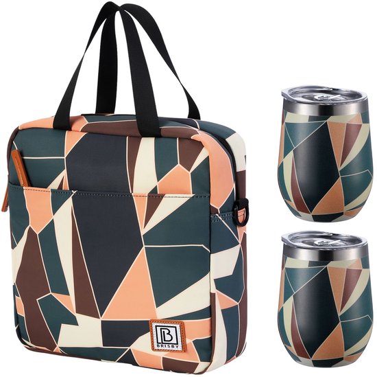 Brisby 7L Koeltas Lunchtas Absttract Colours + 2 Brisby Thermosbekers Abstract Colours– Complete Lunch-set voor Onderweg! van Brisby
