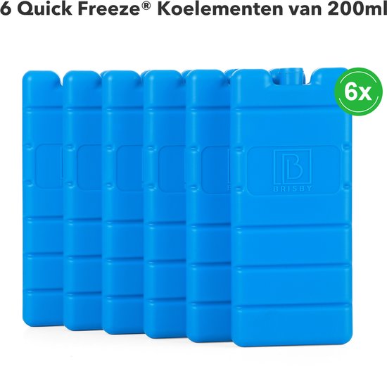 Brisby Blauwe Koelementen 6 Stuks 200 Gram - 8 x 15 x 2 cm. van Brisby