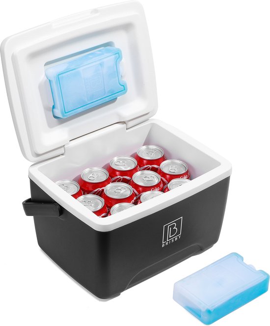 Brisby Kleine Koelbox 8 Liter – Zwart – Tot 40 uur isolatie – 2 koelelementen vergrendeld in deksel – Compact voor lunch en onderweg – Frigobox van Brisby