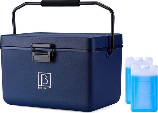 Brisby Koelbox - Frigobox - 12L - Blauw - Incl. Ergonomisch draaghandvat - Dividers - Snijplanken - Tot maximaal 40 uur isolatie - Incl. 2 koelelementen van 200ml van Brisby