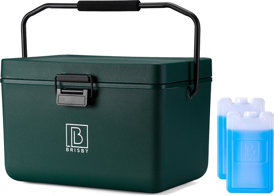 Brisby Koelbox - Frigobox - 12L - Groen – Incl. Ergonomisch draaghandvat - Dividers - Snijplanken - Tot maximaal 40 uur isolatie - Incl. 2 koelelementen van 200ml van Brisby