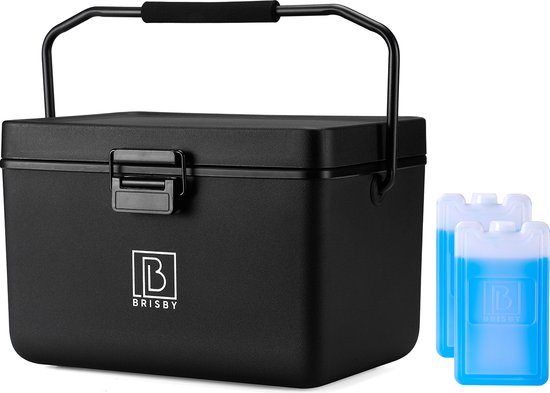 Brisby Koelbox - Frigobox - 12L - Zwart – Incl. Ergonomisch draaghandvat - Dividers - Snijplanken - Tot maximaal 40 uur isolatie - Incl. 2 koelelementen van 200ml van Merkloos
