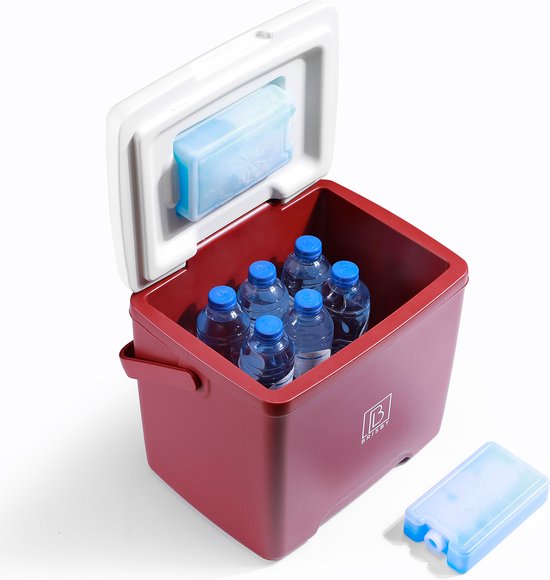 Brisby Koelbox - Frigobox - 13L - Rood - Tot maximaal 40 uur isolatie - Incl. 2 dikke koelelementen van 450ml - Temperatuur veilige sluiting - Nieuw ontwerp met koelelement vergrendeld in deksel van Brisby