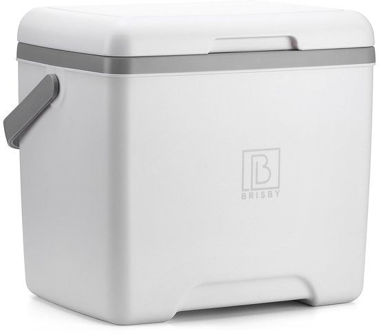 Brisby Koelbox - Frigobox - 13L- Wit- Tot maximaal 40 uur isolatie - Incl. 2 dikke koelelementen van 450ml - Met koelelementen vergrendeld in deksel en Brisby 500ml Zwarte Dubbelwandige Thermosfles van Brisby