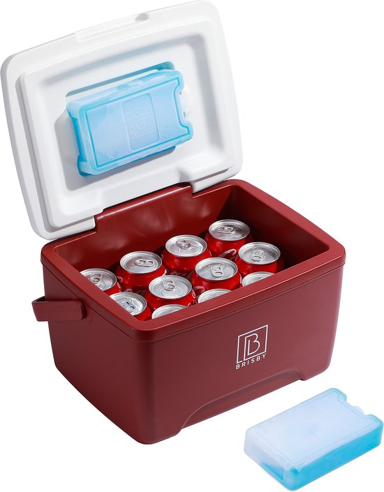 Brisby Koelbox - Frigobox - 8L - Rood - 40 uur isolatie - 2 koelelementen - Temperatuur Veilige Sluiting van Brisby