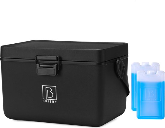 Brisby Koelbox - Frigobox - Coolbox - Auto - Lichtgewicht - Broodtrommel - 12L - 2 koelelementen van 450ml per stuk - Incl. Dividers Snijplanken - Bieropener - Flesopener - Max. 40 uur isolatie - Zwart van Brisby
