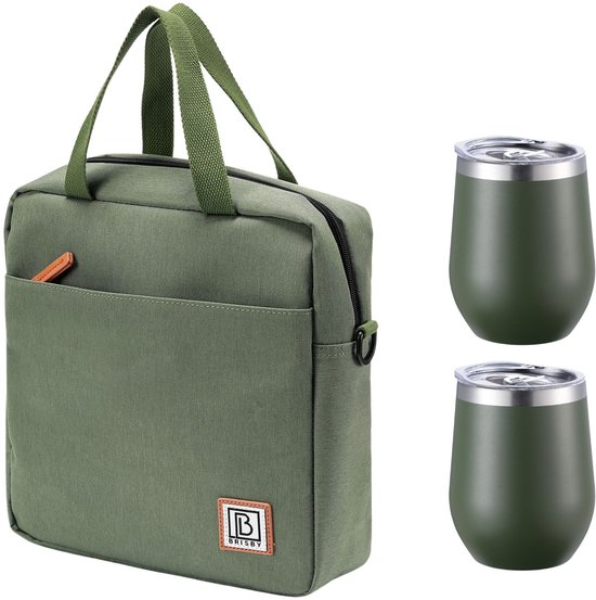 Brisby Koeltas 7L Groen + 2 Brisby Thermosbekers Groen - Complete Lunch-set voor Onderweg! van Brisby