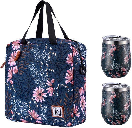 Brisby Koeltas 7L Japanese Flower + 2 Brisby Thermosbekers Japanese Flower – Complete Lunch-set voor Onderweg! van Brisby