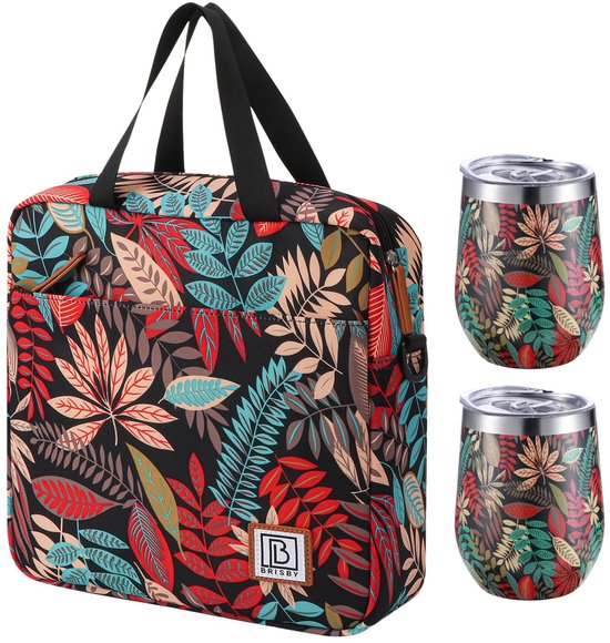 Brisby Koeltas 7L Jungle + 2 Brisby Thermosbekers Jungle – Complete Lunch-set voor Onderweg! van Merkloos