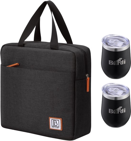 Brisby Koeltas 7L Zwart + 2 Brisby Thermosbekers Zwart – Complete Lunch-set voor Onderweg! van Brisby