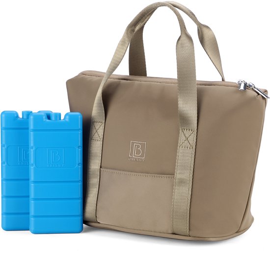 Brisby Koeltas Lunchtas 6L – 4-Laags Geïsoleerd – Inclusief 2 Koelelementen – Waterafstotend – Voor Werk, School & Onderweg – Taupe van Brisby
