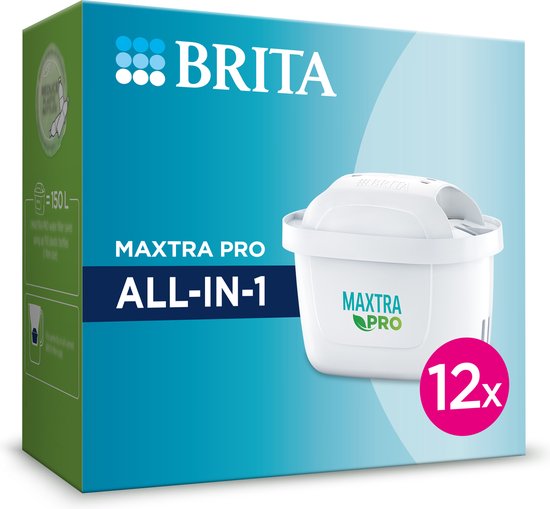 BRITA filterpatronen MAXTRA PRO AIO Waterfilter - 12 Stuks - Pure smaak, vermindert PFAS, chloor van BRITA