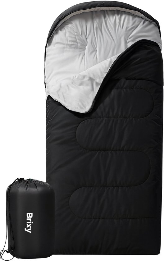 Brixy Mummy Slaapzak - 4 Seizoenen - Slaapzakken Volwassenen & Kinderen - 210 x 75 CM - Kamperen - Zwart van Brixy