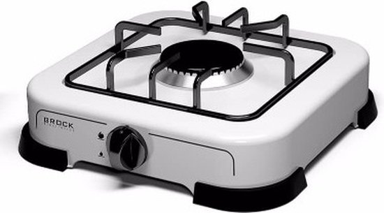 Brock 1-Pits Gaskookplaat - Compact, Draagbaar & Ideaal voor Camping of Buiten Koken – Wit van Merkloos